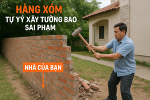 Hàng xóm xây tường lấn đất gia chủ có quyền tự tháo dỡ không?